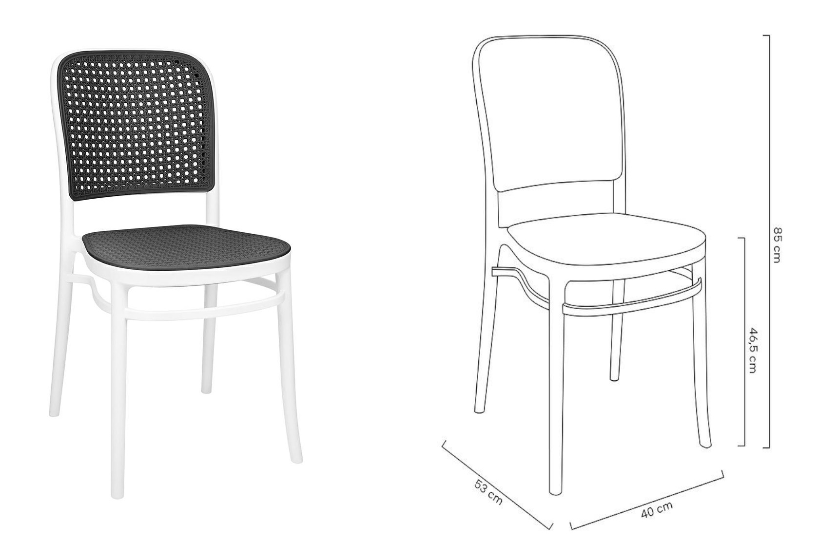 krzesła monstera modesto design, wymiary